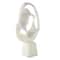 19" White Textured Wave Sculpture with Elevated Base